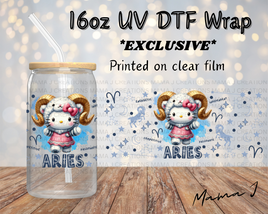 UV DTF Hello Kitty Aries Zodiac Sign Libbey Wrap 16oz