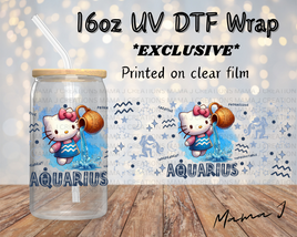 UV DTF Hello Kitty Aquarius Zodiac Sign Libbey Wrap 16oz