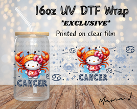 UV DTF Hello Kitty Cancer Zodiac Sign Libbey Wrap 16oz