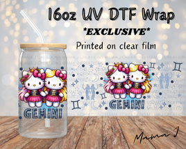 UV DTF Hello Kitty Gemini Zodiac Sign Libbey Wrap 16oz