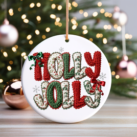 Holly Jolly UV DTF Christmas Ornament Decal