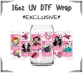 Horror Cards Pink UV DTF Libby Wrap 16oz