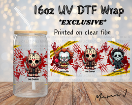 UV DTF Horror Trio Libbey Wrap 16oz