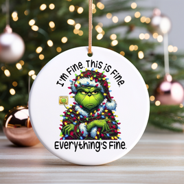 I'm Fine UV DTF Christmas Ornament Decal