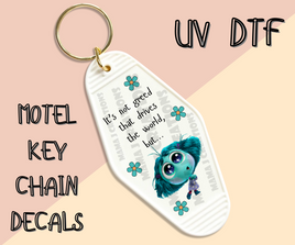 It's Not Greed UV DTF Motel Key Chain Decal