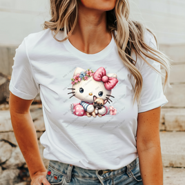 Hello Kitty With Frenchie Puppy HTV Heat Transfer (Exclusive Design)