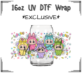 Labubu Flowers UV DTF Libby Wrap 16oz
