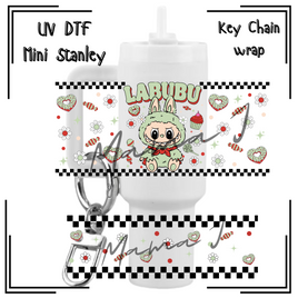 Labubu Snack Green UV DTF Mini Stanley Key Chain Wrap