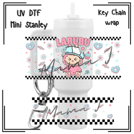 Labubu Snack Pink UV DTF Mini Stanley Key Chain Wrap