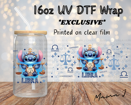 UV DTF Stitch Libra Zodiac Sign Libbey Wrap 16oz