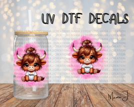 Cute Mama Highland Cow UV DTF Decal