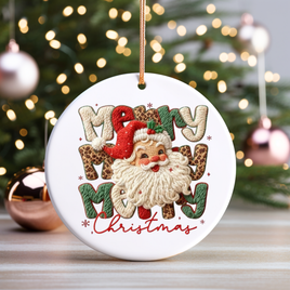 Merry Christmas Yarn Santa UV DTF Christmas Ornament Decal