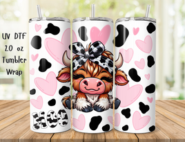 20oz UV DTF Tumbler Wrap Moo Cow Cutie