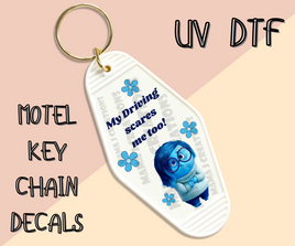 My Driving Scares Me Too UV DTF Motel Key Chain Decal