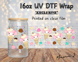 UV DTF Melody Ice Cream Libbey Wrap 16oz