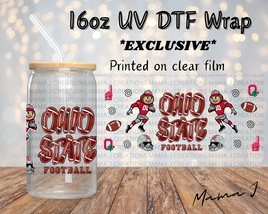 Ohio State Football UV DTF Libbey Wrap 16oz