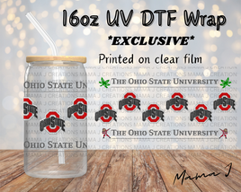 Ohio State University 3 UV DTF Libbey Wrap 16oz