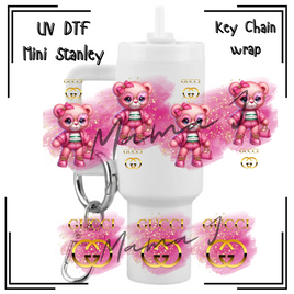 Pink Gucci Bear UV DTF Mini Stanley Key Chain Wrap
