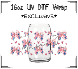 Pink Stitch & Angle Bow UV DTF Libby Wrap 16oz