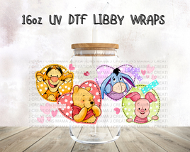 Valentine Pooh & Friends UV DTF Libby Wrap 16oz