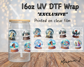 UV DTF Princess Snow Globes Libbey Wrap 16oz