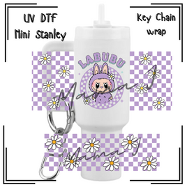 Purple Labubu UV DTF Mini Stanley Key Chain Wrap