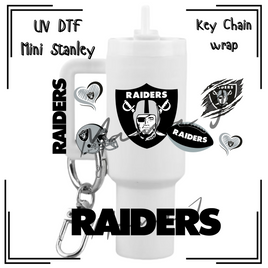 Raiders UV DTF Mini Stanley Key Chain Wrap