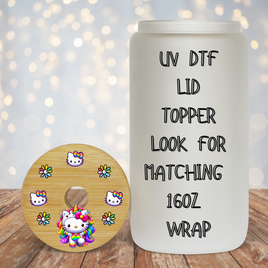 HK Rainbow Unicorn UV DTF Lid Topper