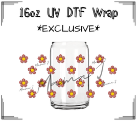 Red Checkered Flowers UV DTF Libby Wrap 16oz