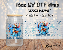 UV DTF Stitch Sagittarius Zodiac Sign Libbey Wrap 16oz