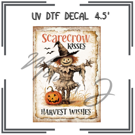 Scarecrow Kisses Harvest Wishes UV DTF Decal