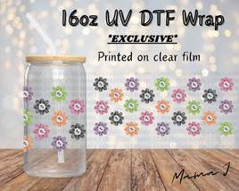 UV DTF Flower Skulls Libbey Wrap 16oz