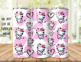 20oz UV DTF Tumbler Wrap Spotted Cow Kitty