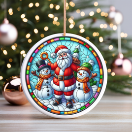 Stained Glass Santa UV DTF Christmas Ornament Decal