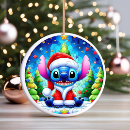Stained Glass Stitch UV DTF Christmas Ornament Decal