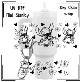 Stitch & Mickey Outline UV DTF Mini Stanley Key Chain Wrap