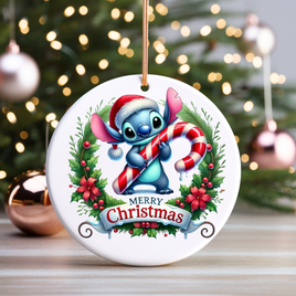 Merry Christmas Stitch UV DTF Christmas Ornament Decal