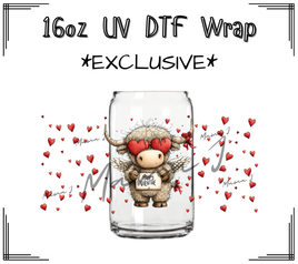 Valentine Cow UV DTF Libby Wrap 16oz