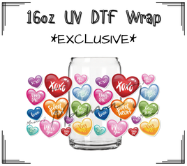 Valentine Heart Sayings UV DTF Libby Wrap 16oz